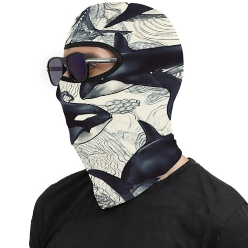 Pasamontañas clásico para hombres y mujeres con diseño de orca asesina, máscara térmica para protección contra el frío para motociclismo y esquí miniatura 4