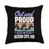 Out and Proud in Ocean City Maryland Beach LGBTQ Gay Pride Throw Pillow