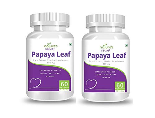 Natures Velvet Lifecare Papaya Leaf Extract(500mg), 60 Veg Capsules - Pack of 2