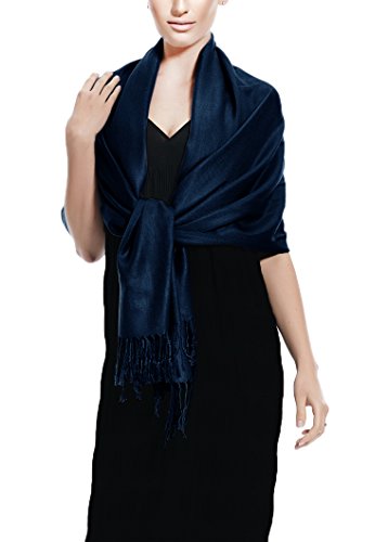 Peach Couture Soft and Silky Bamboo Rayon Pashmina Feel Shawl Scarf Wrap (Midnight Blue)