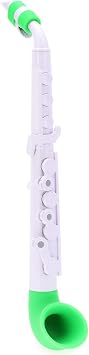 Nuvo jSax Beginner Saxophone | Lightweight Plastic Instrument for Learning, Practice, Travel | Includes Case with Strap, Mouthpiece, Reeds | White/Green | N520JWGN