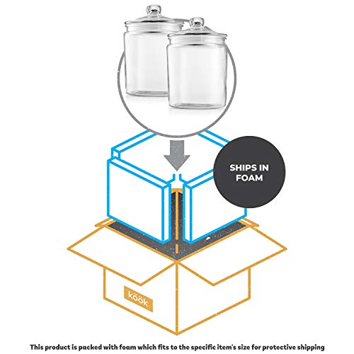KooK Glass Storage Canister, Clear Jar, With Clear Glass Lid- 1/2 Gallon (Set of 2)