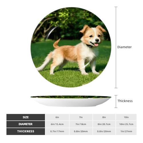 Platos decorativos con patrón de cachorro jugando artesanías de 8" 3