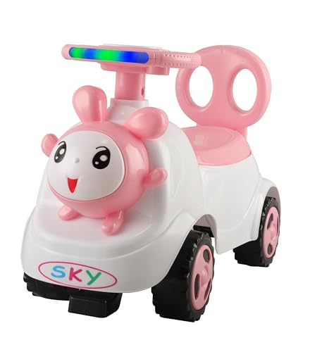 Image of JoyRide Ride on & Car for Kids with Music & Horn Steering, Push Car for Baby with Backrest,Under Seat Storage & Big Wheels, Ride on for Kids 1 to 3 Years Upto 25 Kgs (Rabbit, Pink)