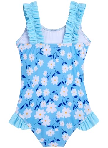 Image of XiaoMoSha Girls One Piece Swimsuit Ruffled Straps Bathing Suits Summer Swim Suit Quick Dry Beach Swimwear for Kids 3-10 Years