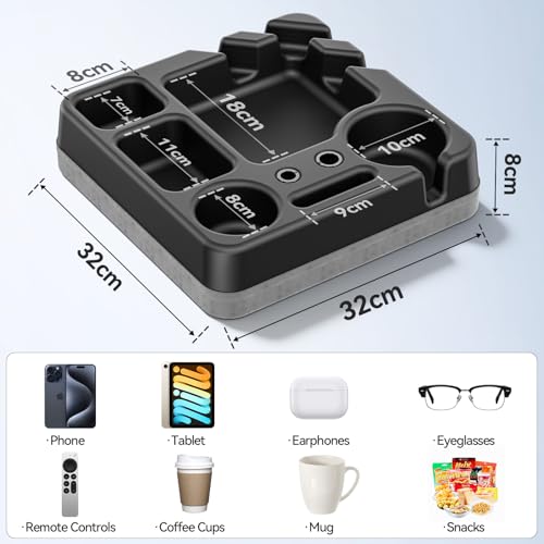 CLESOO Couchbar Snackbox - Tragbares Sofatablett Sofa Butler mit Snack-Tablett, Fernbedienungsablage, Stifthalter, Telefon- und Tablet-Halter - Couch Organizer Tablett für Bett, Sofa, Wohnmobil, Boot
