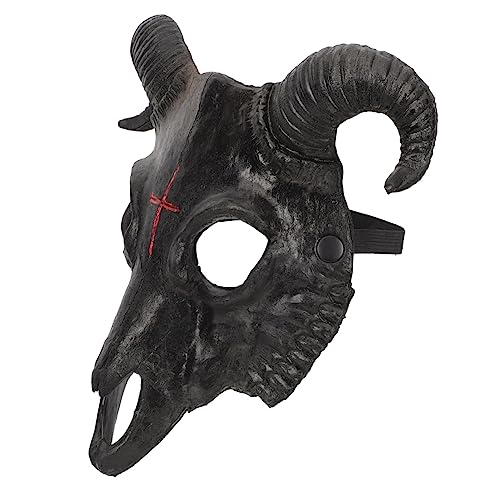 WRITWAA Halloween Goat Mask Men's Half Face Mask for Fursuit Cosplay Novelty Party Accessory