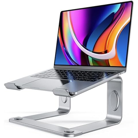 LORYERGO Laptop Stand for Desk, Laptop Riser Computer Stand for Laptop, Ergonomic Laptop Stand Desk Holder Elevator Compatible with Most 10 to 15.6 Inches Laptops, Silver Cover