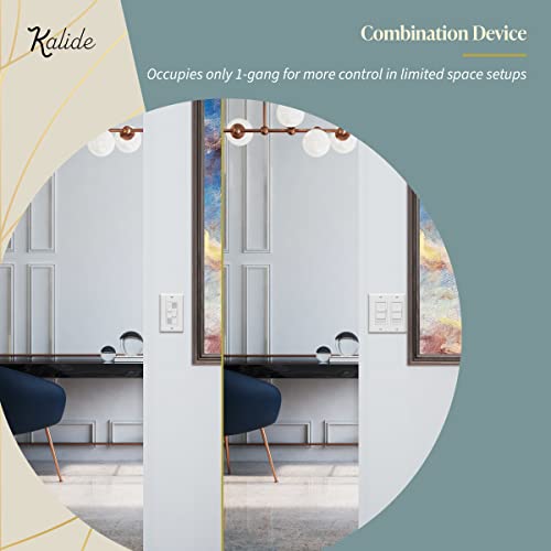 Topgreener Kalide Dual Load Dimmer Light Switch, Double Led Dimmer Switch, Full Range Dimming, Single Pole, 120Vac, 60Hz, 200W Led/Cfl, Neutral Wire Not Required, Tgdds-W, White #TOP6