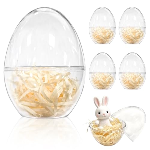 Œufs de Pâques à Remplir à Poser, SilverChry Œufs en Plastique à Peindre, DIY Divisibles avec 50 g de Papier Déchiqueté, pour Surprises et Petits...