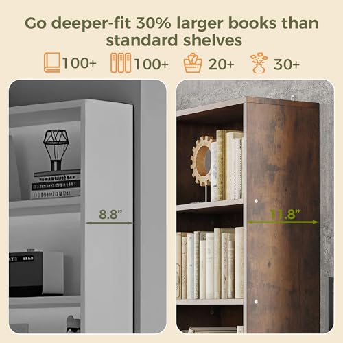 IRONCK 78.7" Bookcase with 4 Drawers and 4 Doors, 6 Tier Large Bookshelf with Storage, Floor Standing Display Storage Shelves, Tall Storage Cabinet for Living Room の商品画像 5