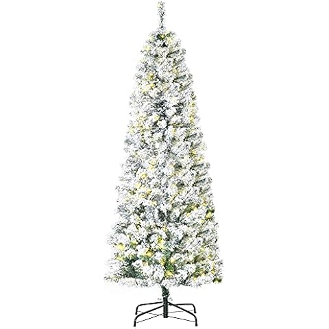 Árbol de Navidad HOMCOM Artificial Nevado 180 cm con Luces LED y 462 Ramas Cover
