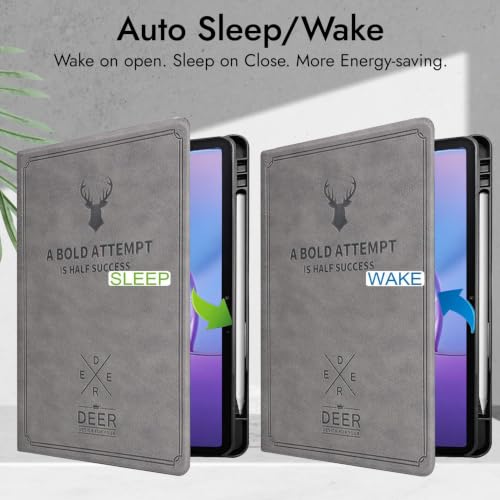 Image of Robustrion Case for Lenovo Idea Tab Pro 2nd Gen 13 inch Cover Case with [Pencil Holder], Deer Pattern Flip Cover for Lenovo Idea Tab Pro Gen 2 Cover Case 13 inch [Auto Sleep Wake Support] - Grey