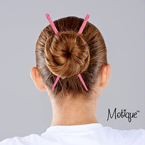 2 Sets of Wooden Hair Chopsticks with Small Flowers - White & Pink - Thumbnail 2