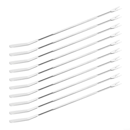 Gdfnmogo Edelstahl Meeresfrüchte Gabel-Set - 10 Stück Hummer-Crack Pick Werkzeuge mit Löffel und Gabelenden für Krabbenbeine, Walnüsse, Oliven, Kirschen - Com