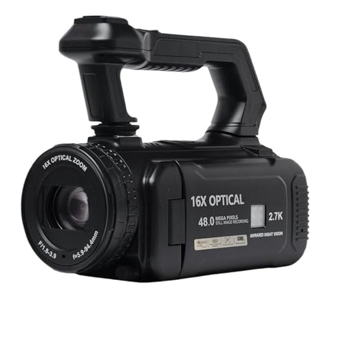 Caméscope vidéo 48 MP avec écran rotatif et lampe d'appoint intégrée