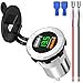 BlueFire Upgraded Aluminum Alloy Quick Charge 3.0 USB Car Charger Socket & Dual USB Power Outlet with Voltmeter for Car, Boat, Marine, RV, Motorcycle (Silver-Green)