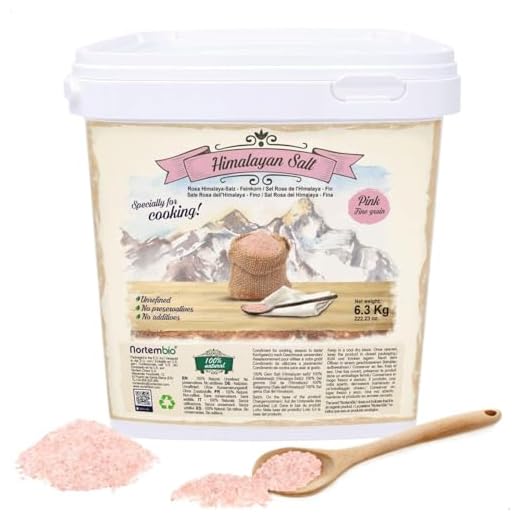 NortemBio Sal Rosa del Himalaya 6,3 Kg. Fina (1-2 mm). Sal Gourmet 100% Natural. Rica en Minerales. Cocina Sana. Sin Refinar. Sin Conservantes. Extraída a mano. De Punjab Pakistán.