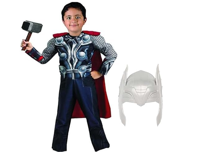 MODERNAZ Superhero costume for kids | captain america dress ironman dress hulk dress thor dress | superhero avenger dress for kids (7-8 Years, Thor dress with plastic mask) (B0D4HJFD8W) Amazon Price History, Amazon Price Tracker