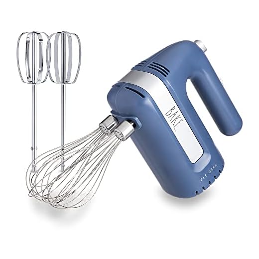 Electric Hand Mixer, Handheld Mixers for Kitchen, With Beaters and Whisk Attachments for Cooking and Baking, Lightweight Handmixer Labeled "BAKE" by Rae Dunn (Navy)