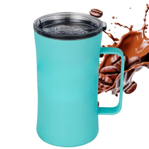 Taza Térmica Con Asa | Taza De Acero Inoxidable Con Tapa - Cierre Hermético 600 Ml Para Café, Té Y Bebidas Frías Y Calientes
