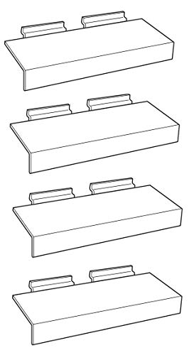 Clear Slatwall Shelves with Sign Holder 4 Inch x 10 Inch Set of
