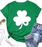 LAZYCHILD St Patricks Day Shirt Women: Lucky Shamrock Tshirt Saint Patricks Day Green Clover Short Sleeve Tops