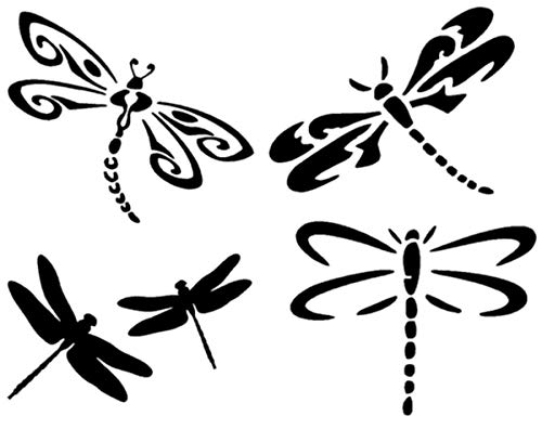 Image of Dragonfly Decals 4 Pack (Black, Large ~5 inch)