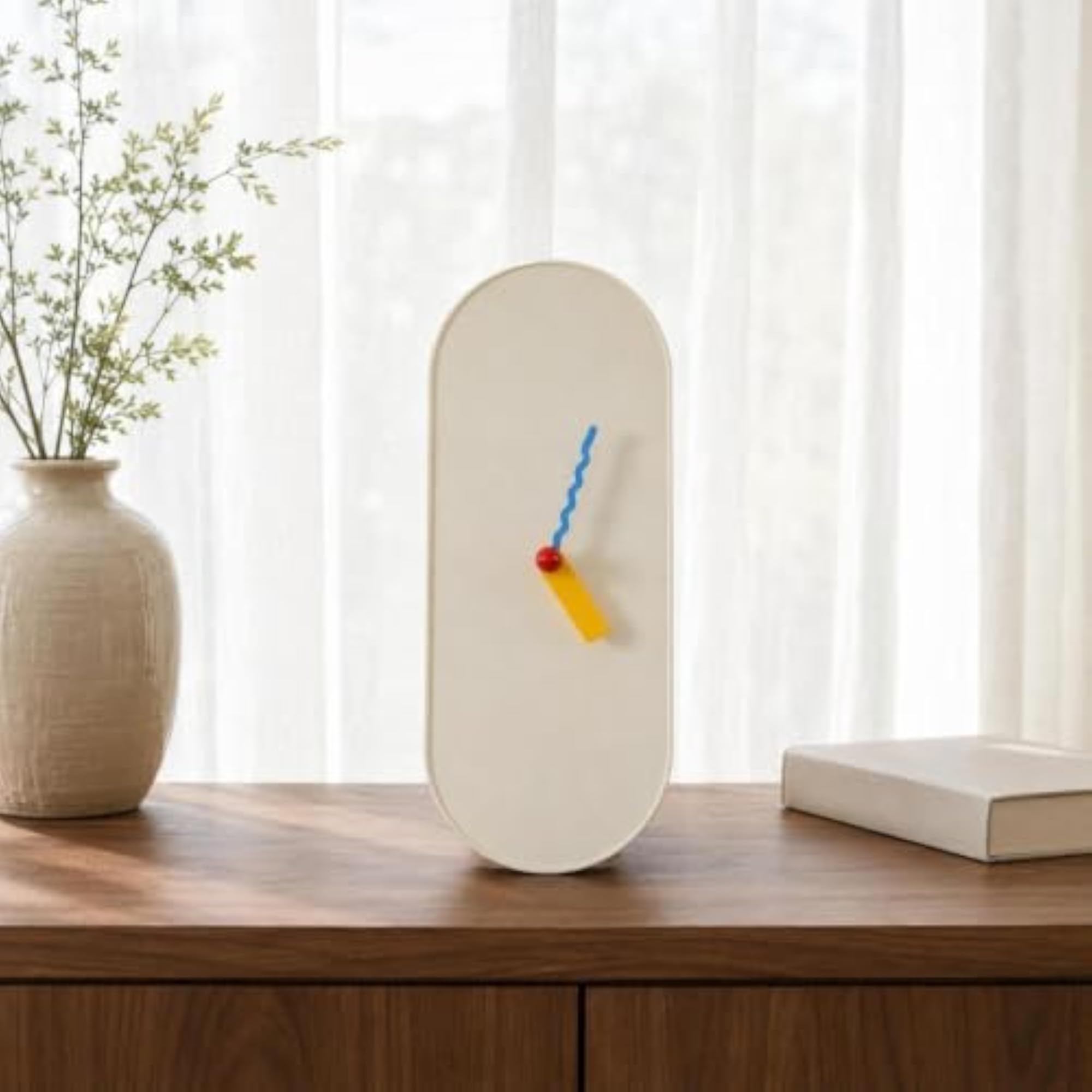 Minimalist Wall Clock Colorful Hands Wall Clock Smooth Surface Room
