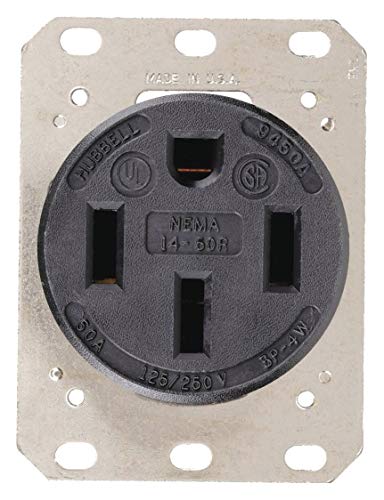 Hubbell Wiring Device-Kellems 50 A, Industrial, Receptacle, Black, No Tamper Resistant HBL9450A - 1 Each