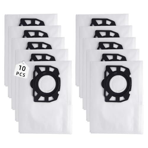 10 bolsas para aspiradora Kärcher WD 2 Plus/WD3/KWD1/KWD2/KWD3/MV3/WD3.200-WD3.800M/SE4001/SE4002 | Sustituye a 2.863-314.0 | Compatible con aspiradoras en seco y húmedo