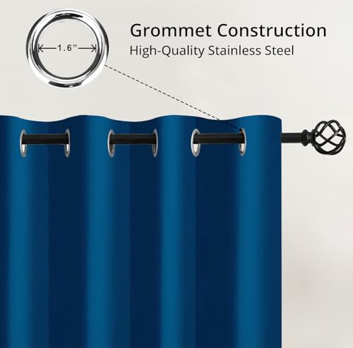 Image of Cloth Fusion 90% Blackout Door Curtains 8 Feet Long Set of 2, Room Darkening Parda with Stainless Steel Grommets for Home Decor (8x4 Feet, Royal Blue)