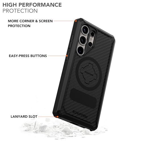 Image of Rokform - Galaxy S24 Ultra Case, Rugged Series, Magnetic Case with Twist Lock, Drop Tested Armor (Black)