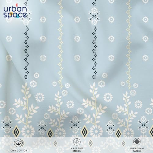 Image of Urban Space Serene 100% Cotton bedsheet for Single Bed, 200 TC Single Bed Sheet, Cotton bedsheet with 1 Pillow Cover (58 x 90 inches, Origami Teal Grey)