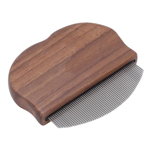 TARSHYRY Pettine per Pidocchi, Pettine Antiforfora a Denti Fini in Acciaio Inossidabile con Impugnatura in Legno di Noce Lucido, per Bambini Adulti Cura della Barba e del Cuoio