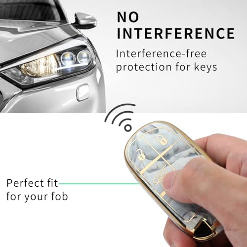 Image of Keyzone TPU Key Cover Compatible for Jeep Compass, Trailhawk smart Key (Marble)