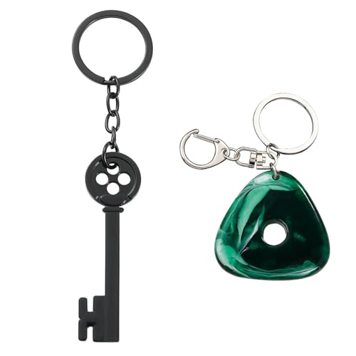 La Mejor Selección de Lote peliculas los preferidos por los clientes. 19 ZNTU Coraline - Juego de llavero para ver piedra a juego, accesorios de cosplay de película de terror y dibujos animados, joyería para niñas y niños, Verde, Estándar
