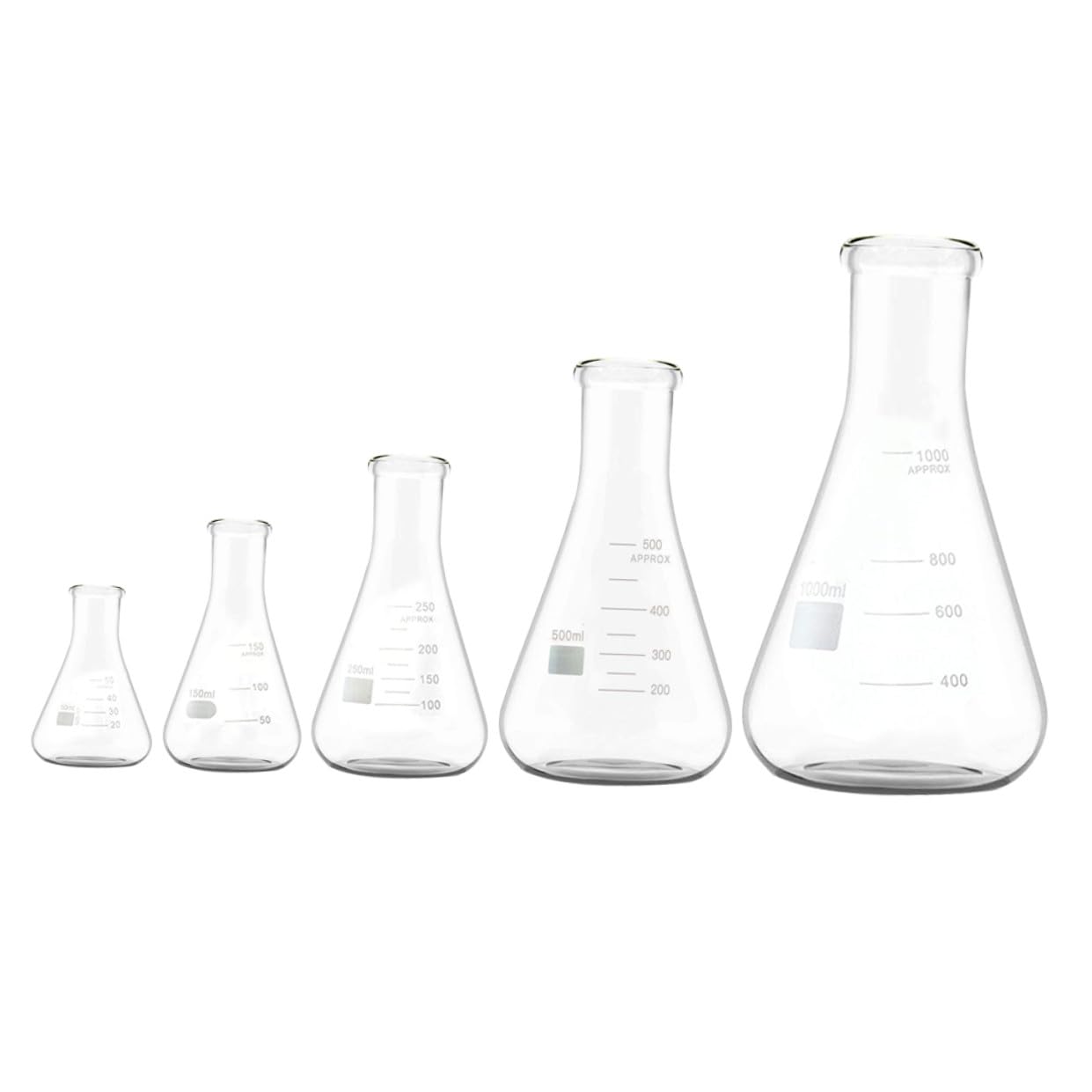 Beute Coniche Erlenmeyer da Laboratorio 5 Pezzi Vetro 50ml