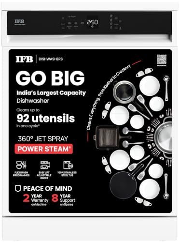 IFB 14 Place Settings with DeepClean® Technology Freestanding Dishwasher (Neptune FX14, White, 70° Hot Water Wash with Hygienic Steam Drying, Perfect for...