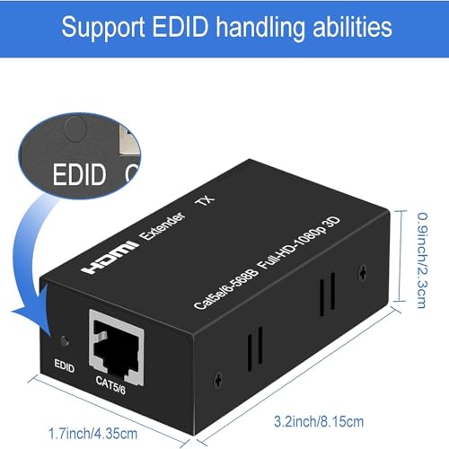 Image of BLACK CROWN 60 Meter HDMI Extender /Extension Over LAN CAT6 CAT5e Cable (in Pair - RX Receiver with TX Transmitter) for CCTV Camera System, Projectors, LED LED TV, Gaming Consoles (BLACK)