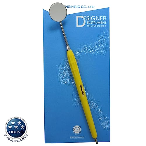 Dental Mirror, Autoclavable Silicone Handle, Cone Socket, Yellow, D-MHC-03
