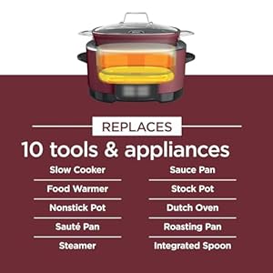 Ninja Foodi PossibleCooker PRO 85 Quart Multi Cooker with 8 in 1 Slow Cooker Dutch Oven Steamer More Glass Lid integrated Spoon Nonstick Oven Safe Pot to 500F Cherry