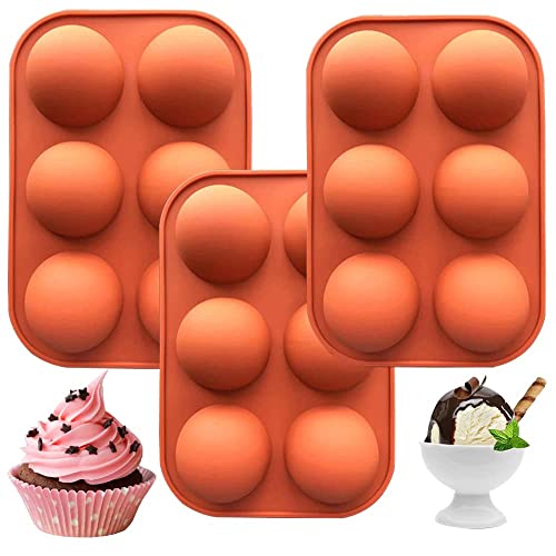 3 Pack Silicone Mold for Hot Chocolate Bomb,Half Sphere Baking Mold for Making Chocolate, Cake, Jelly, Dome Mousse,Handmade Soap (Brick Red) 3 Pack Silicone Mold for Hot Chocolate Bomb,Half Sphere Baking Mold for Making Chocolate, Cake, Jelly, Dome Mousse,Handmade Soap (Brick Red)