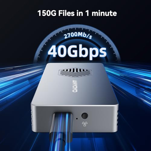 ANYOYO 40Gbps M.2 NVMe SSD Enclosure with Cooling Fan, Aluminium Alloy Enclosure Compatible with Thunderbolt 4/3/USB4, Support M/B+M Key SSD, Tool-Free Installation - Image 3