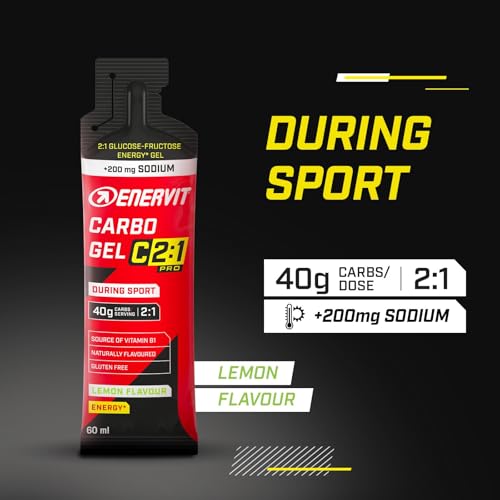 Enervit, Carbo Gel C2:1PRO con Sodio, Gel Energetico, 40g di Carboidrati, Per Attività ad Alta Intensità, +50% di Carboidrati Assorbiti, Gusto Lime, Senza Glutine, Alta Digeribilità, 7 Pack da 60ml - Immagine 1