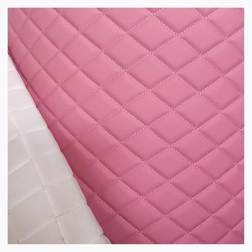 Faux Leather Fabric Quilted Leather Diamond Stitch Padded Cushion Linen Wadding Interior Vehicle Upholstery(Pink,1.6X2m)