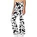 Pointodoor Cow Print Flared Yoga Pants 7-8Y Girls Bootcut Sweatpants Casual High Waist Leggings Wide Leg Pants