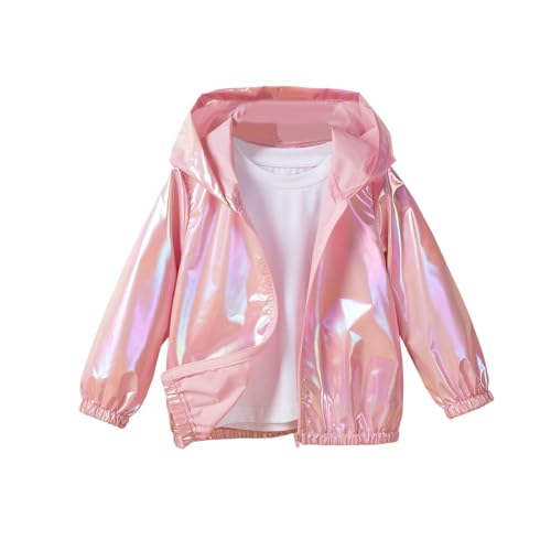 Generisch Niñas chaqueta ligera a prueba de viento con capucha cremallera abrigo primavera otoño impermeable fino niños ropa de abrigo reflectante sol, rojo, 1-2 años