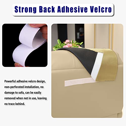Amazecov Headrest Cover For Furniture Slipcovers,Faux Leather Headrest Protector For Recline Chair Vinyl Head Protector Cover For Sofa,Theater Seat Cover For Home & Office 17X27 Inches, Beige #TOP2