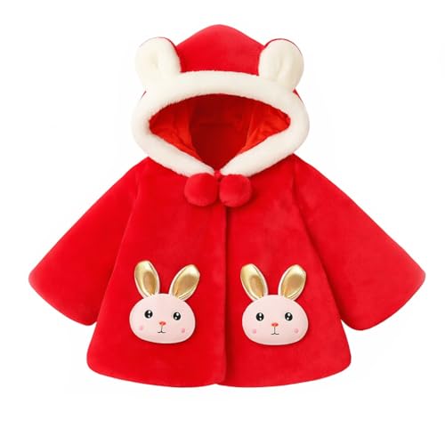Image of Bold N Elegant Faux Fur Warm Winter Outerwear Hooded Baby Jacket Coat Blanket with Soft Plush Golden Bunny Ear for Infant Toddler Boy Girl Kids